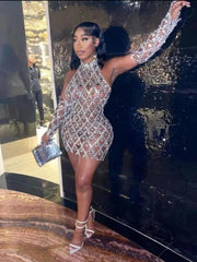 Hillary Rhinestones Mesh Dress