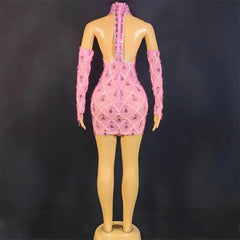 Hillary Rhinestones Mesh Dress
