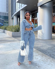 I Love Me Some Denim Pants Set