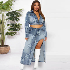 Super Babe Maxi Skirt Denim Two Piece Set