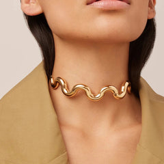 Feeling The Wave Gold Choker Necklace