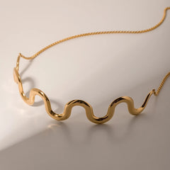 Feeling The Wave Gold Choker Necklace