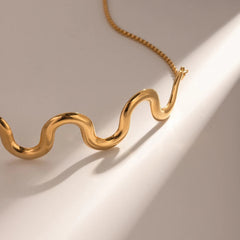 Feeling The Wave Gold Choker Necklace