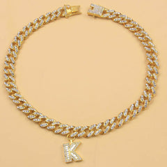 Iced Out Initial Letter Necklace