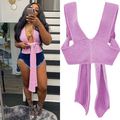 Irregular Knitted Bandage Top