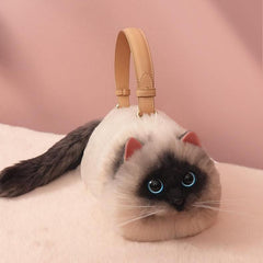 Cat Shaped Realistic Puffy Purse Handbag