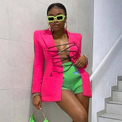 Kimberly Lace-Up Blazer Top