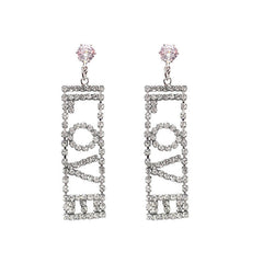 LOVE Rhinestone Dangle Earrings