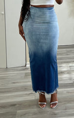 Lola Gradient Tassel Denim Skirt