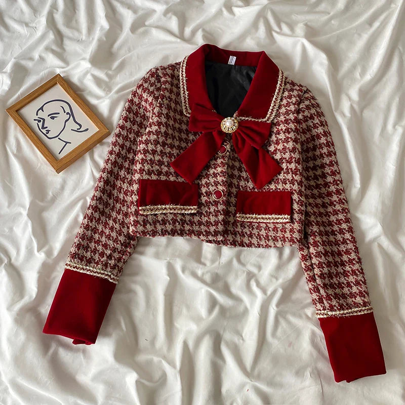 London Tweed Plaid Skirt Set