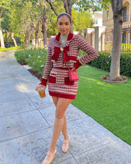 London Tweed Plaid Skirt Set