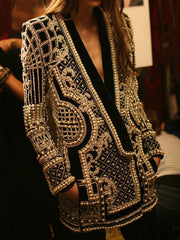 Luxurious Metallic Beaded Blazer/Dress