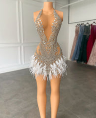 Luxury Beaded Crystal Feather Dress