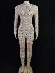 Luxury Pearl Mesh Jumpsuit