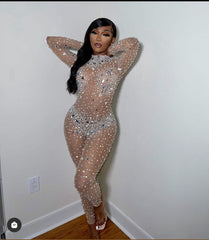 Luxury Pearl Mesh Jumpsuit