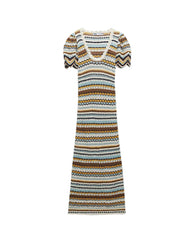 Martha Striped Crochet Knit Dress