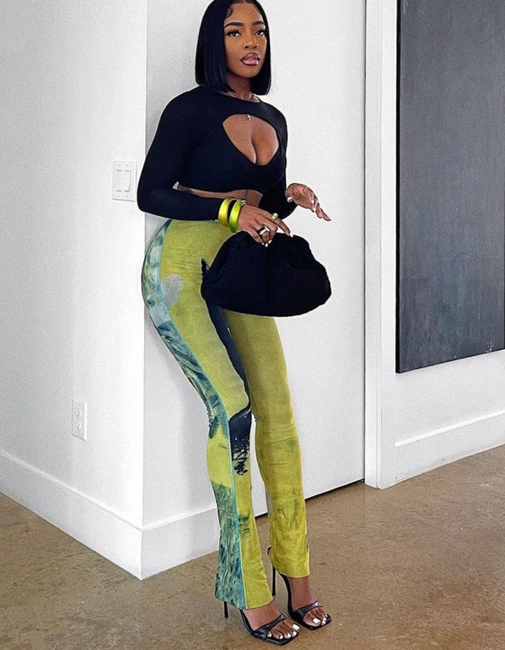 Mesh Tie Dye Wide Leg Pants