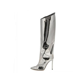 Metallic Mirror Knee Boots
