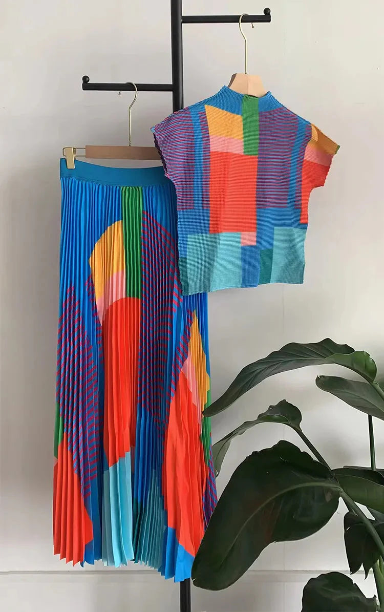 Miyake Pleated Skirt Set