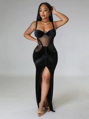 Moraine Sheer Velvet Bodycon Dress