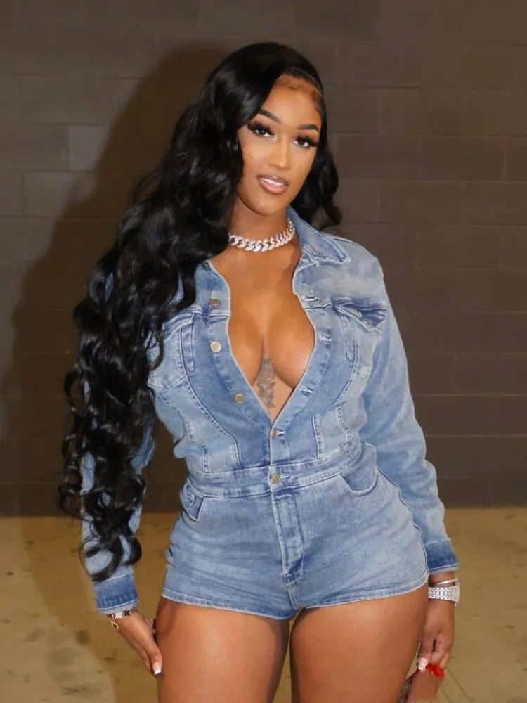 My Way Denim Romper