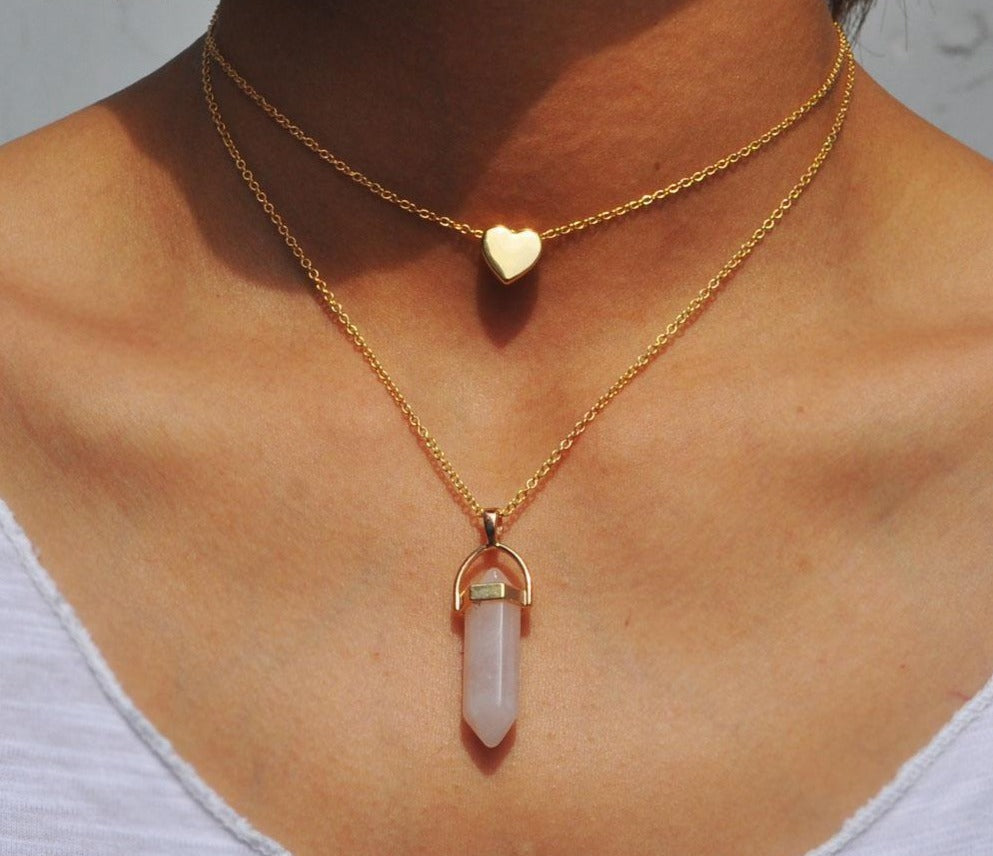 Natural Stone Choker Necklace 2 Layers