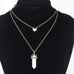 Natural Stone Choker Necklace 2 Layers