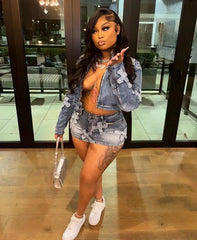 Niska Denim Mini Skirt Set