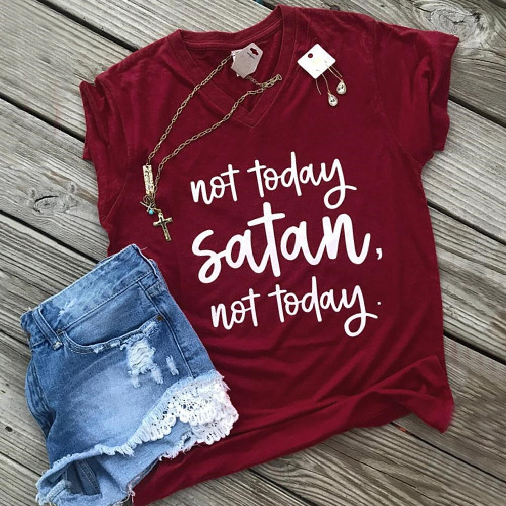 Not Today Satan V-Neck T-Shirt