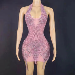 Nova Rhinestone Backless Dress