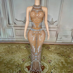Nude Aesthetic Mesh Dress