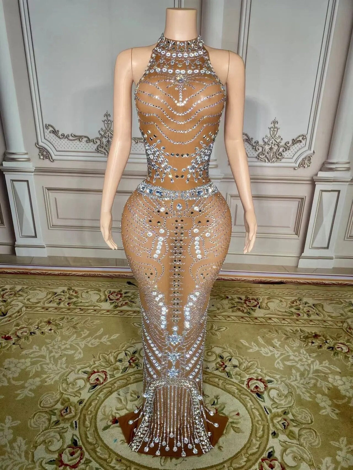 Nude Aesthetic Mesh Dress