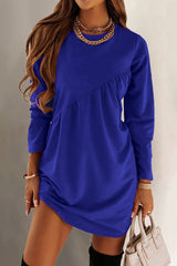 O Neck Long Sleeve Babydoll Tunic Dress