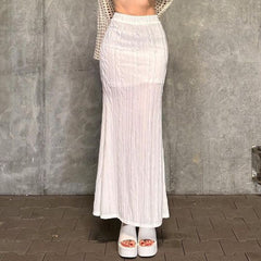 Solid Color Fishtail Slim High Waist Skirt