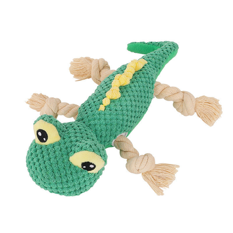 Dino Squeaky Dog Plush Toys Rope Knot