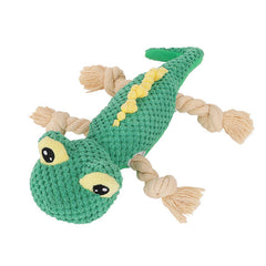 Dino Squeaky Dog Plush Toys Rope Knot