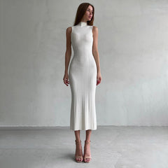 High Neck Sleeveless Bodycon Dress