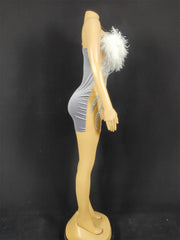 Paris Rhinestone Feather Dress