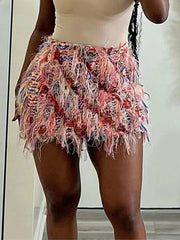 Peach Tassel Knit Skirt