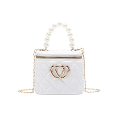 Pearl Heart Mini Tote Bucket Bag