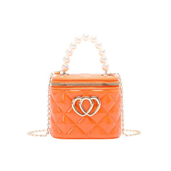 Pearl Heart Mini Tote Bucket Bag