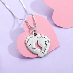 Personalized Baby Feet Name Necklace