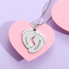 Personalized Baby Feet Name Necklace