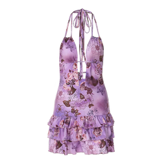 Purple Plum Pleated Mini Dress