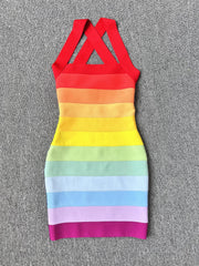 Rainbow Bandage Mini Dress