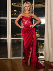 Red Carpet Satin Maxi Dress