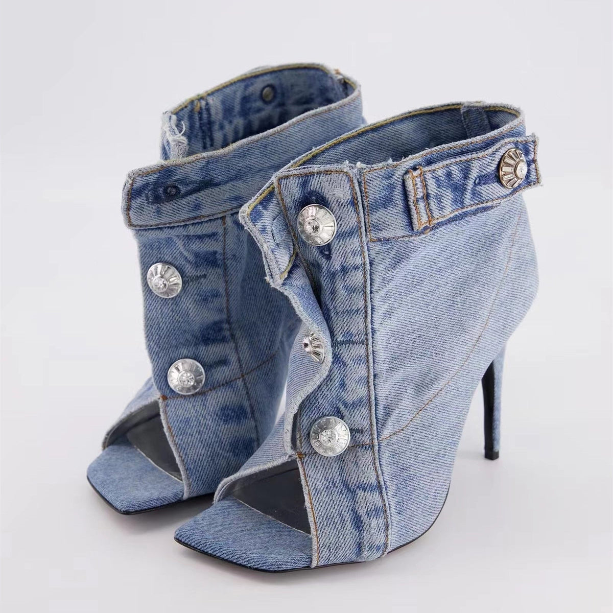 Retro Denim Cloth High Heels