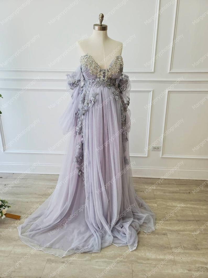 Retro Lace Maternity Dress