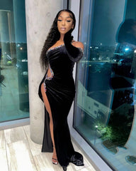 Rhinestone Black Velvet Dress