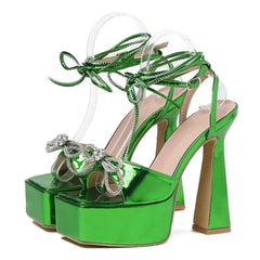 Rhinestone Bowtie High Heels